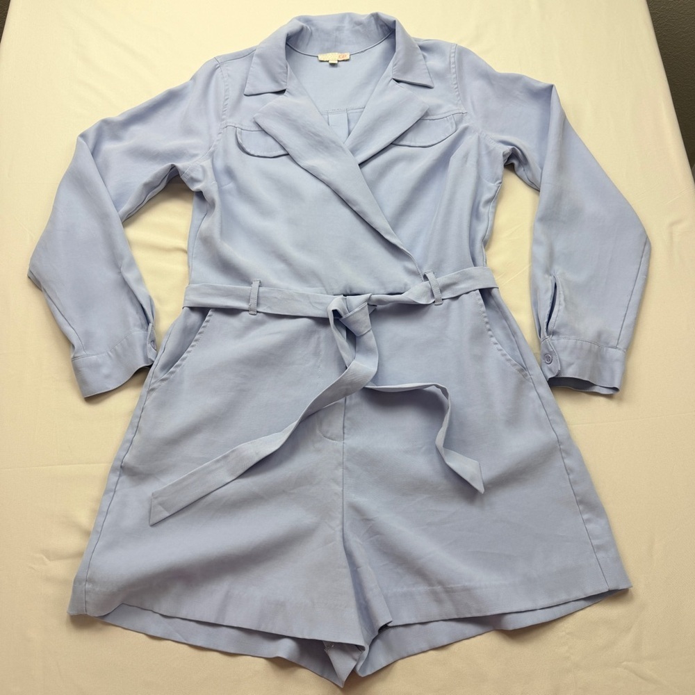 Gianni Bini Light Blue Short Jumpsuit with Belt